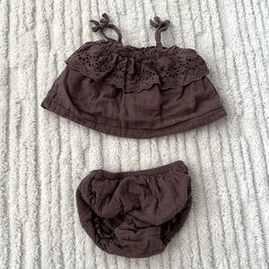 Baby Gap Brown Top + Bloomer Set 6-12 months